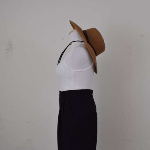 Vintage 90s Black Pleated Polyester Straight Leg Pants | 28 waist‎ - Picture 4 of 9